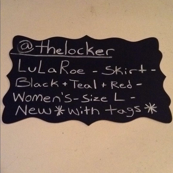 LulaRoe Skirt, black,teal and red, Large, NWT! - Picture 3 of 5